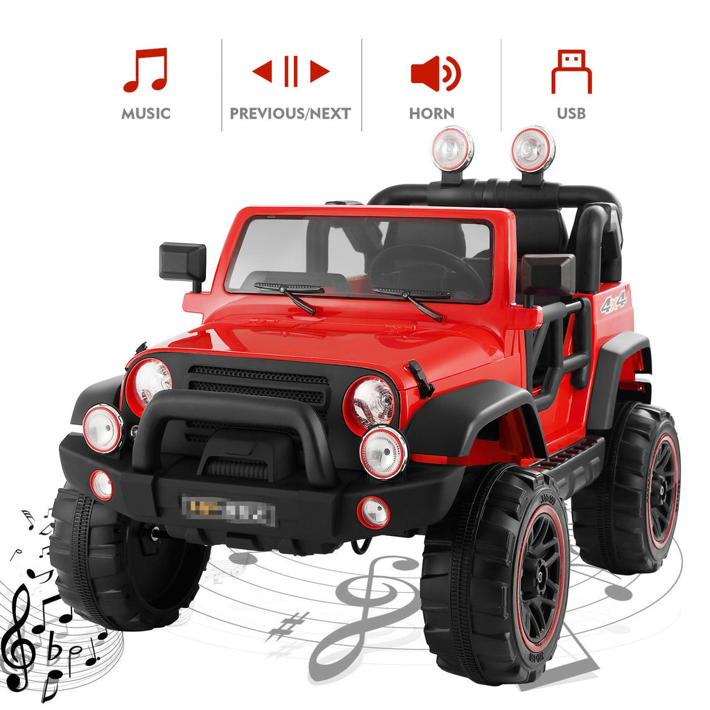 JOYLDIAS 12V Red Kids Ride on Truck Car Toys with MP3, LED Light, RC, Cover