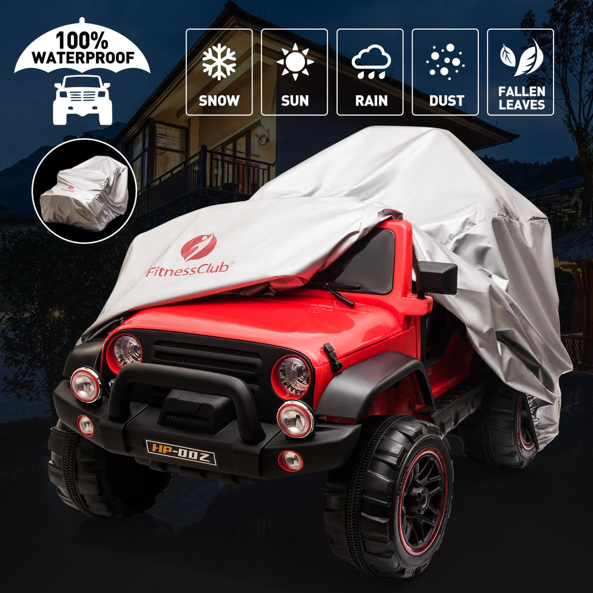 JOYLDIAS 12V Red Kids Ride on Truck Car Toys with MP3, LED Light, RC, Cover