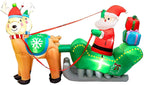 Taek-cheon 2 Moose, Santa Claus, Horse-Drawn Carriage, LED Light, Christmas Inflatable Decorations, Holiday Party Xmas Yard Garden Ground Fork Transformer Rope  Air Blown