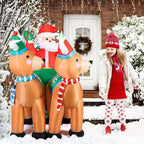 Taek-cheon 2 Moose, Santa Claus, Horse-Drawn Carriage, LED Light, Christmas Inflatable Decorations, Holiday Party Xmas Yard Garden Ground Fork Transformer Rope  Air Blown
