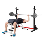 Ollieroo Multi-Function Barbell Rack Dip Stand Barbell Stand Weight Lifting Rack Gym Family Fitness Adjustable Squat Rack Weight Lifting Bench Press Dipping Station, Height Ran40.6" to 64.2"