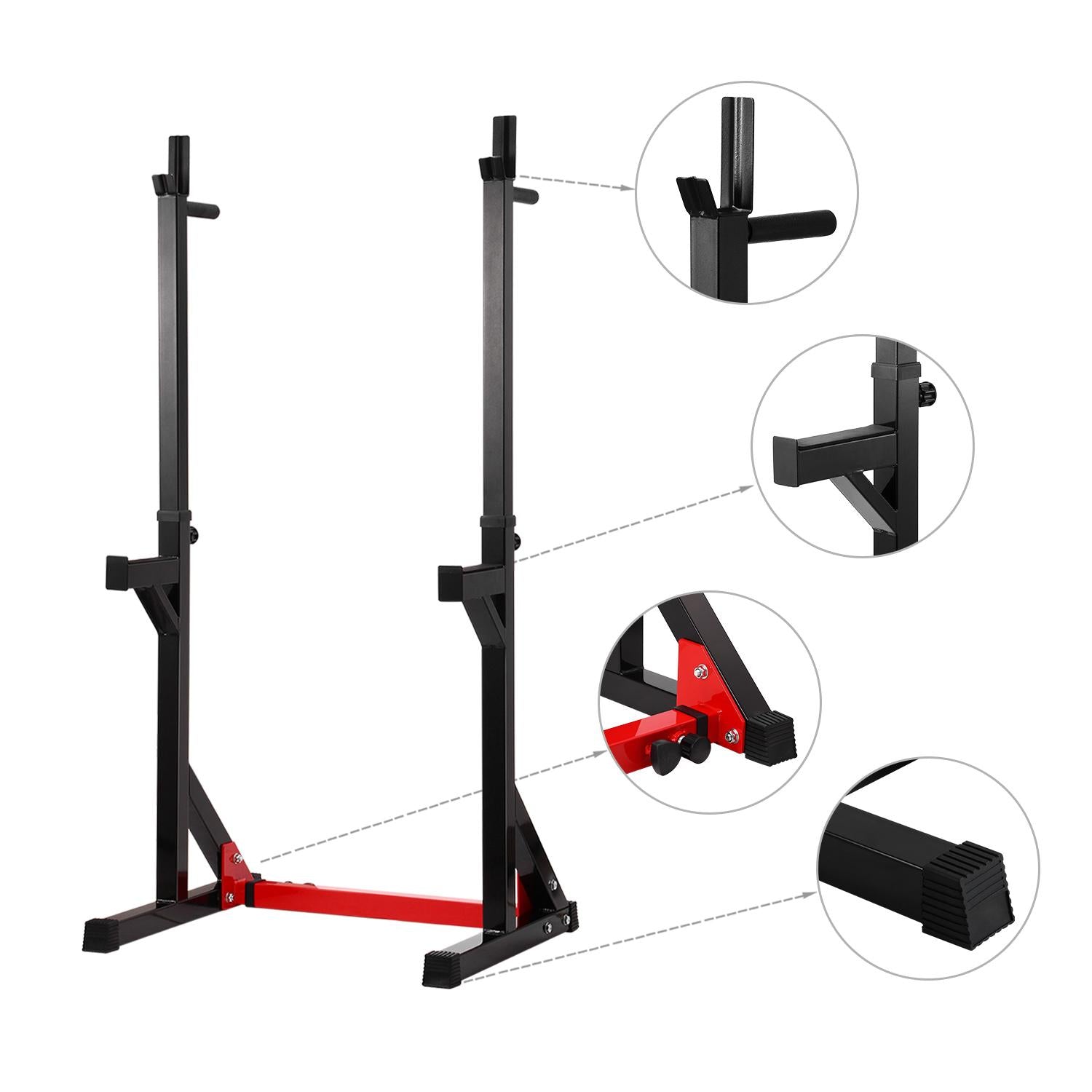 Ollieroo Multi-Function Barbell Rack Dip Stand Barbell Stand Weight Lifting Rack Gym Family Fitness Adjustable Squat Rack Weight Lifting Bench Press Dipping Station, Height Ran40.6" to 64.2"