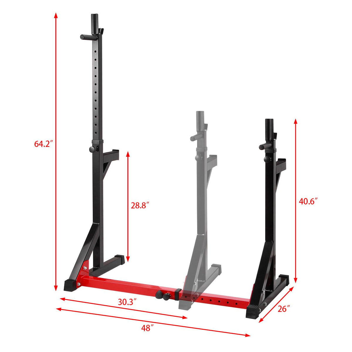 Ollieroo Multi-Function Barbell Rack Dip Stand Barbell Stand Weight Lifting Rack Gym Family Fitness Adjustable Squat Rack Weight Lifting Bench Press Dipping Station, Height Ran40.6" to 64.2"