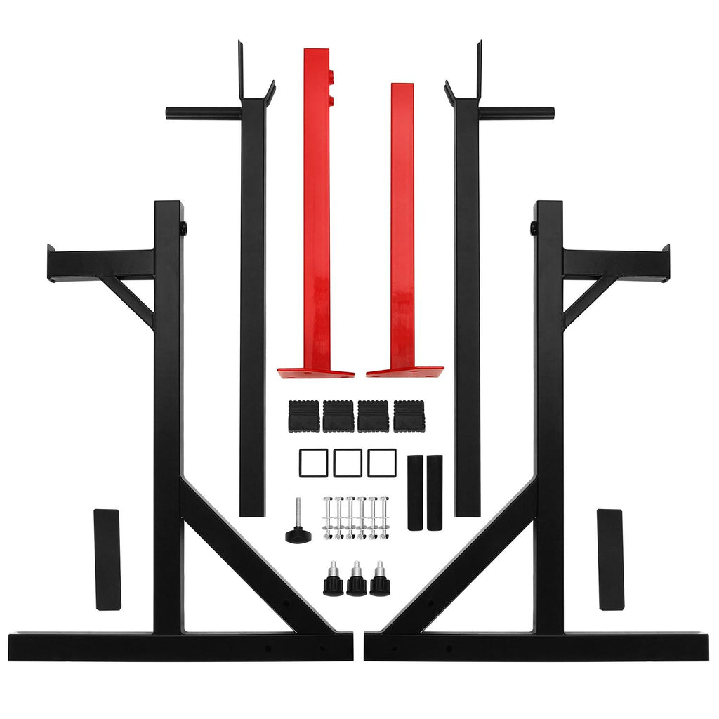 Ollieroo Multi-Function Barbell Rack Dip Stand Barbell Stand Weight Lifting Rack Gym Family Fitness Adjustable Squat Rack Weight Lifting Bench Press Dipping Station, Height Ran40.6" to 64.2"