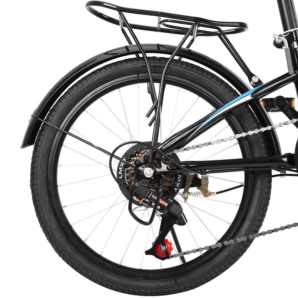Wjhwsx Follure 20 In., 7 Speed Foldable Bicycle with Back Seat, Mini Compact Road Bike for Leisure City, Urban Commuters for Men and Women