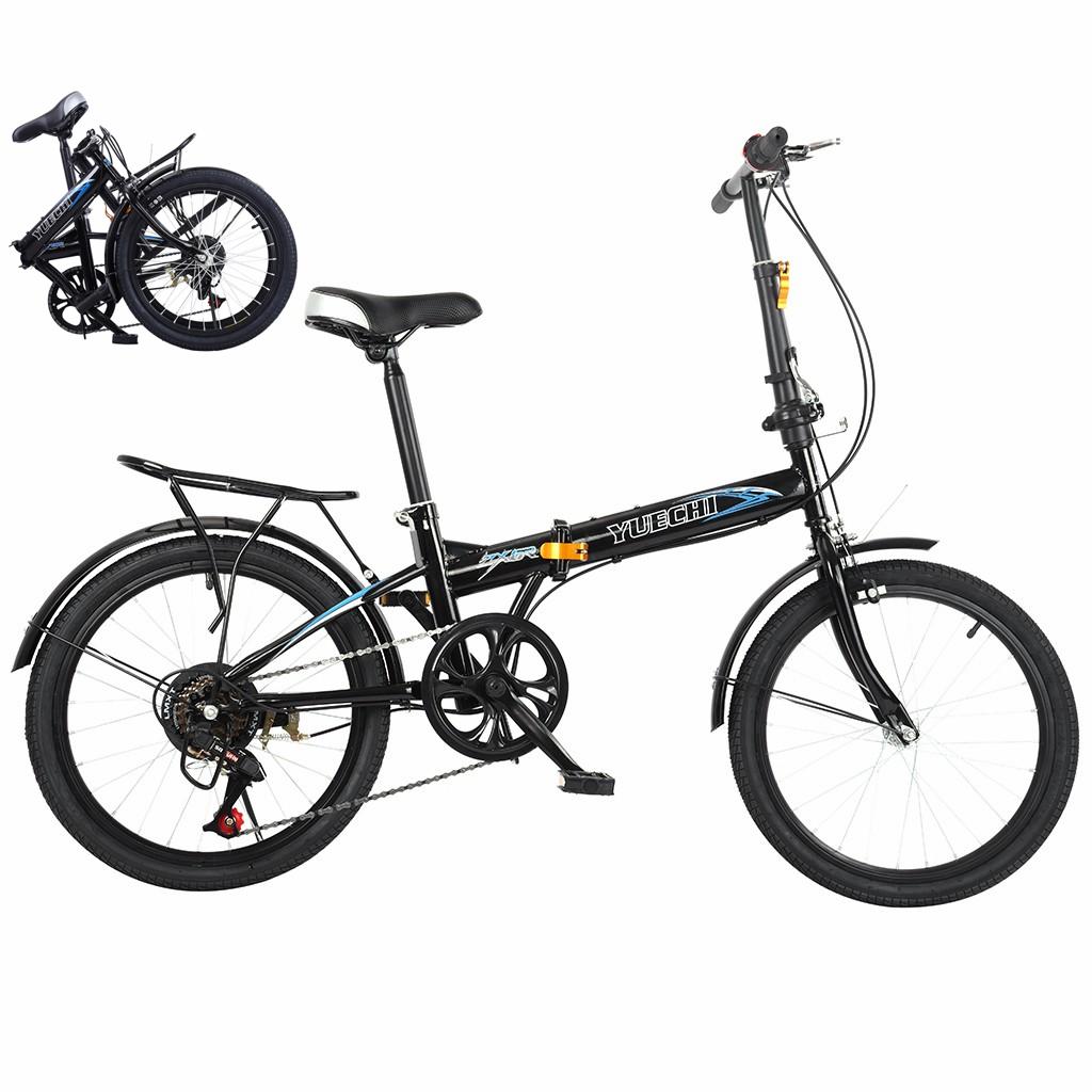 Wjhwsx Follure 20 In., 7 Speed Foldable Bicycle with Back Seat, Mini Compact Road Bike for Leisure City, Urban Commuters for Men and Women