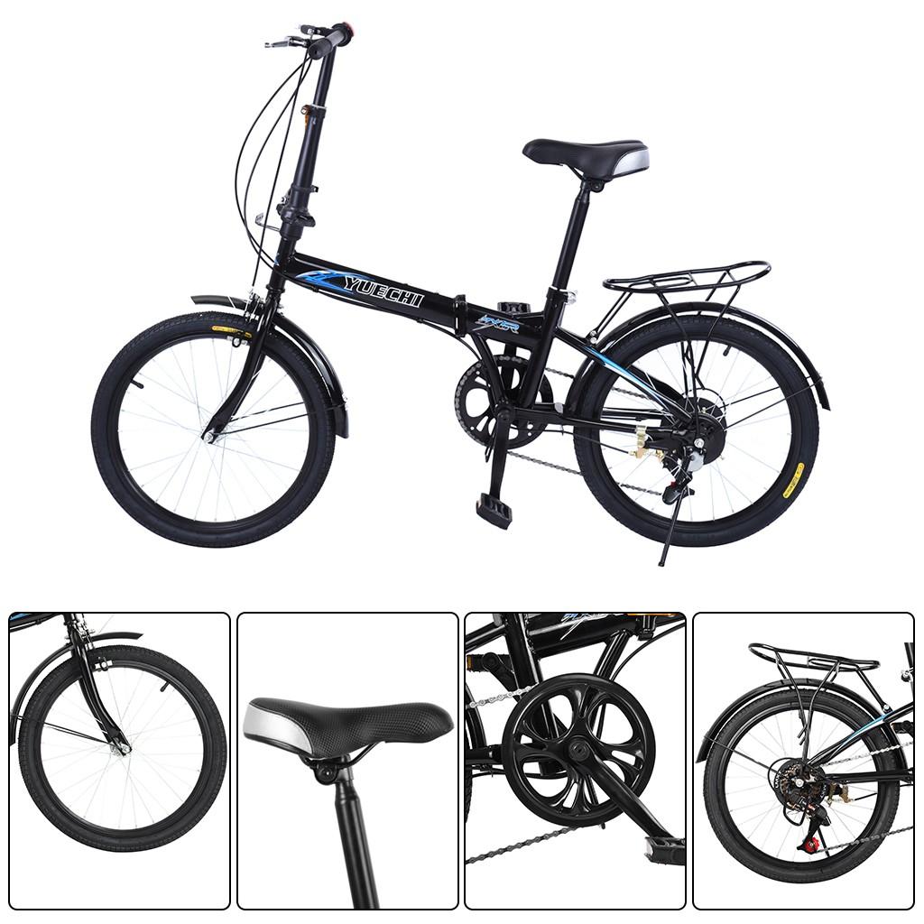 Wjhwsx Follure 20 In., 7 Speed Foldable Bicycle with Back Seat, Mini Compact Road Bike for Leisure City, Urban Commuters for Men and Women