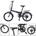 Wjhwsx Follure 20 In., 7 Speed Foldable Bicycle with Back Seat, Mini Compact Road Bike for Leisure City, Urban Commuters for Men and Women