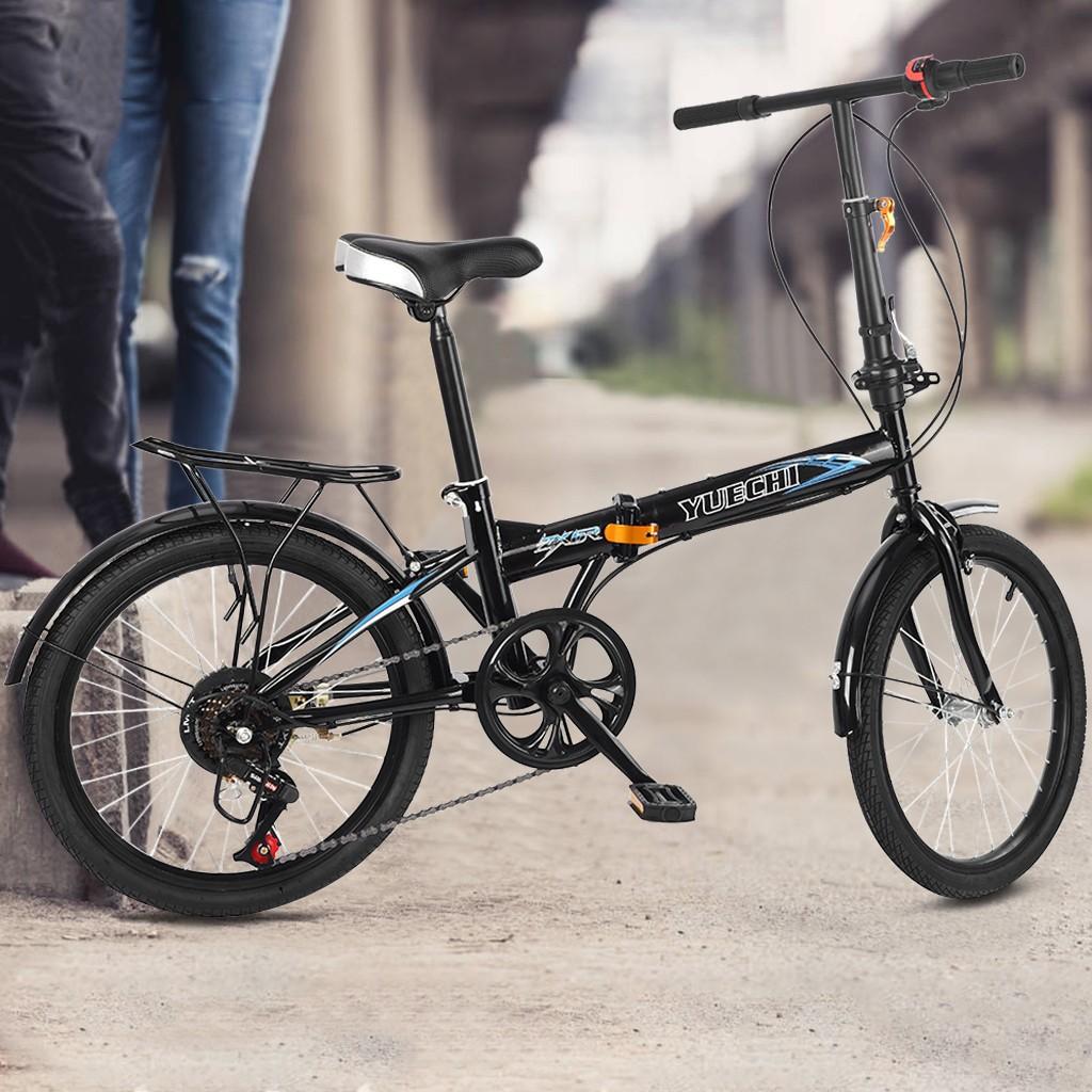 Wjhwsx Follure 20 In., 7 Speed Foldable Bicycle with Back Seat, Mini Compact Road Bike for Leisure City, Urban Commuters for Men and Women