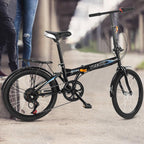 Wjhwsx Follure 20 In., 7 Speed Foldable Bicycle with Back Seat, Mini Compact Road Bike for Leisure City, Urban Commuters for Men and Women