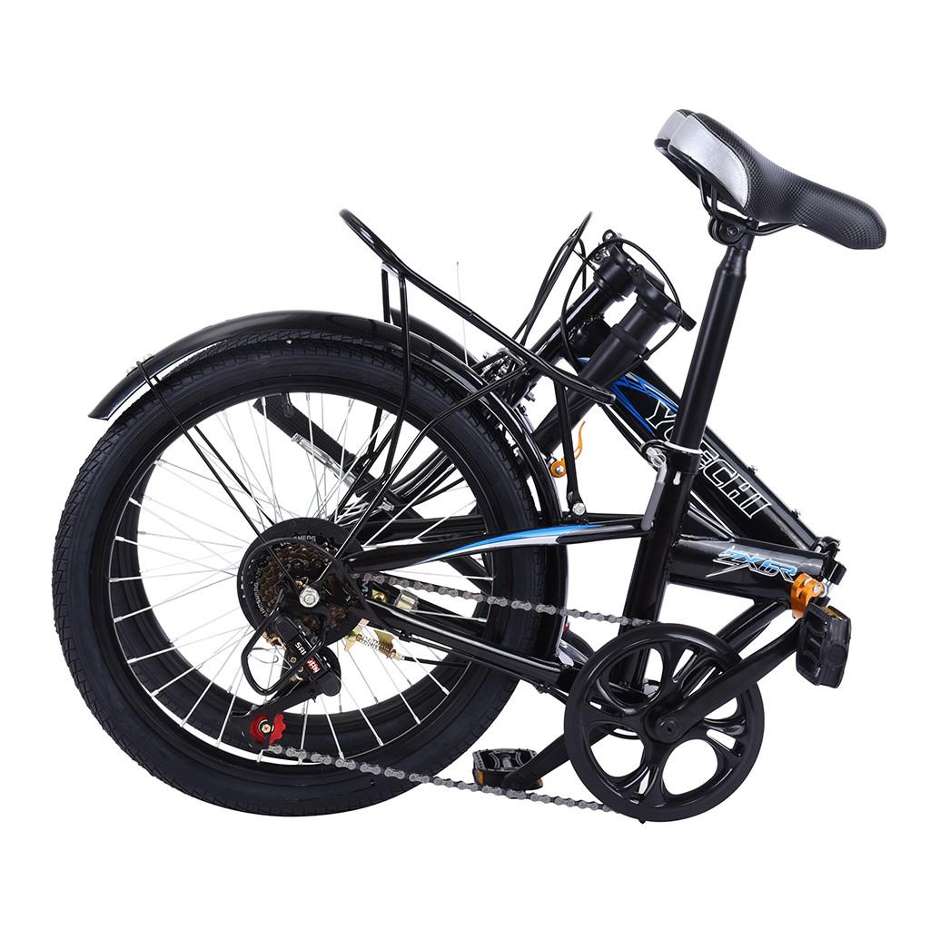 Wjhwsx Follure 20 In., 7 Speed Foldable Bicycle with Back Seat, Mini Compact Road Bike for Leisure City, Urban Commuters for Men and Women
