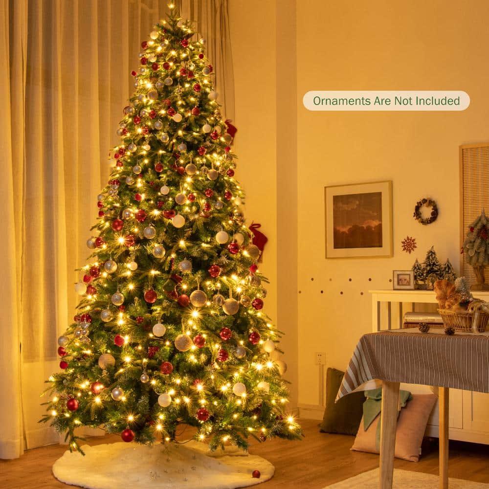 7 ft. Pre-Lit Artificial Christmas Tree Hinged Xmas Tree with 11 Flash Modes