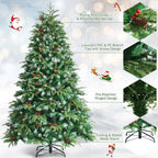 7 ft. Pre-Lit Artificial Christmas Tree Hinged Xmas Tree with 11 Flash Modes