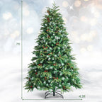 7 ft. Pre-Lit Artificial Christmas Tree Hinged Xmas Tree with 11 Flash Modes