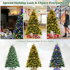 7 ft. Pre-Lit Artificial Christmas Tree Hinged Xmas Tree with 11 Flash Modes