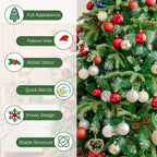 7 ft. Pre-Lit Artificial Christmas Tree Hinged Xmas Tree with 11 Flash Modes