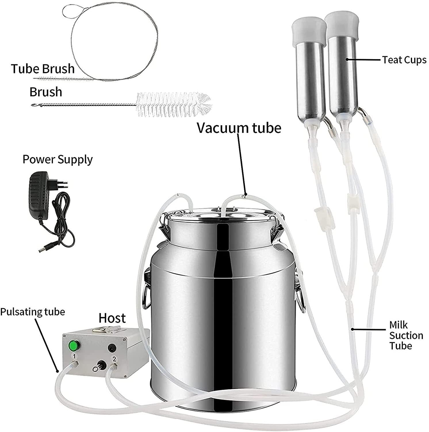 qlwykj 14l/7l electric milking machine for goat cow, vacuum pulsation suction pump milker machine, mini household milking machine, farm goat milking supplies cow milker