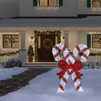 6 ft Cool White LED Candy Canes with Bow Holiday Yard Decoration