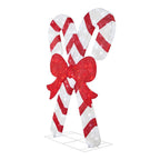 6 ft Cool White LED Candy Canes with Bow Holiday Yard Decoration