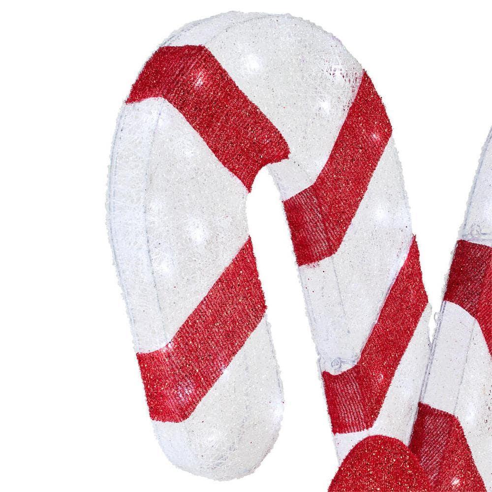 6 ft Cool White LED Candy Canes with Bow Holiday Yard Decoration