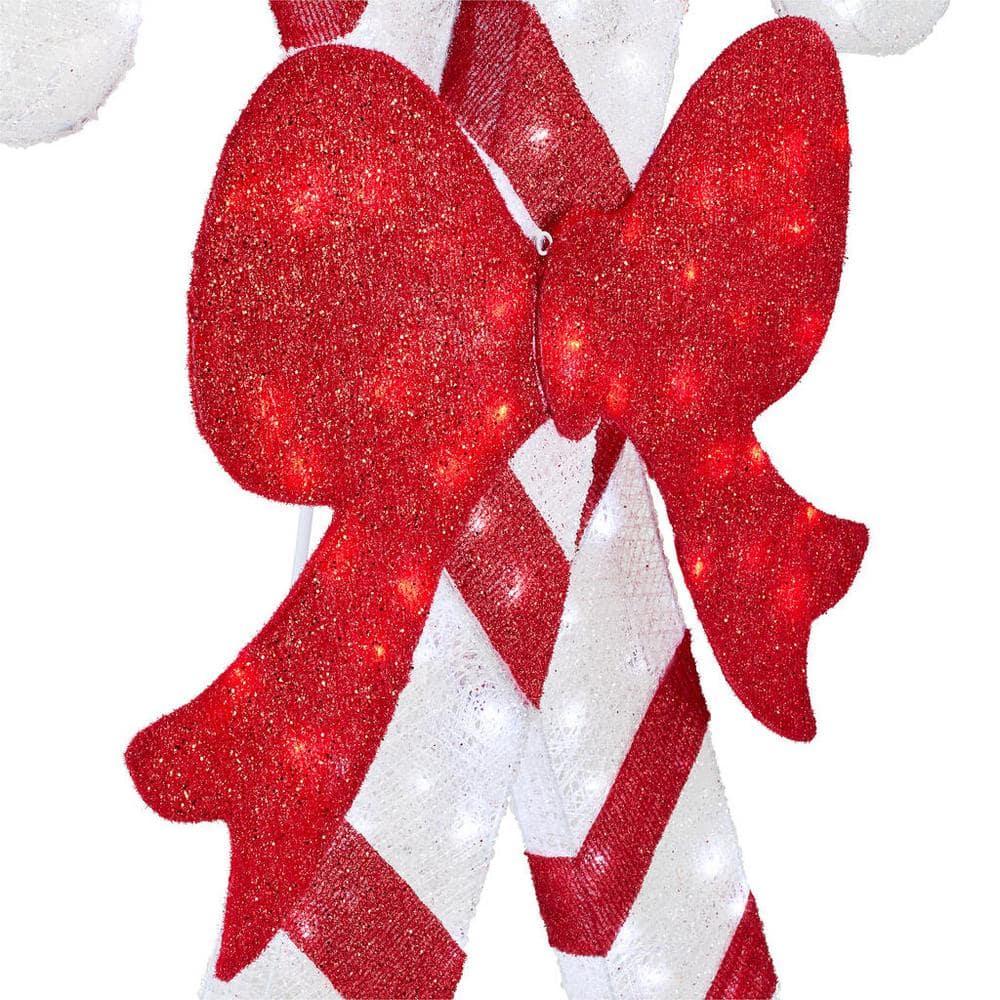 6 ft Cool White LED Candy Canes with Bow Holiday Yard Decoration