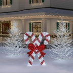 6 ft Cool White LED Candy Canes with Bow Holiday Yard Decoration