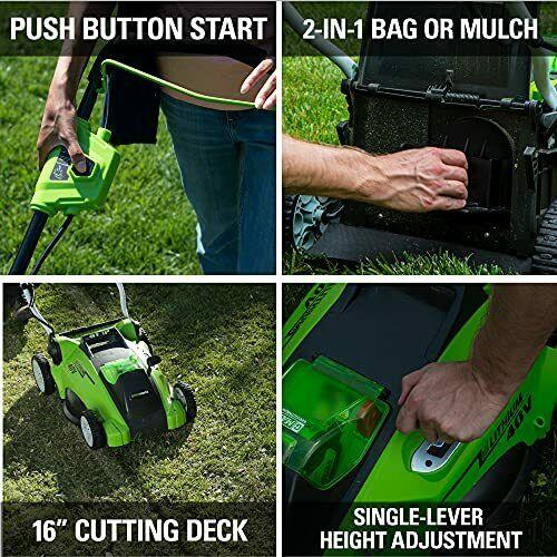Greenworks 40V 16-Inch Cordless (2-In-1) Push Lawn Mower, 4.0Ah Battery and Char
