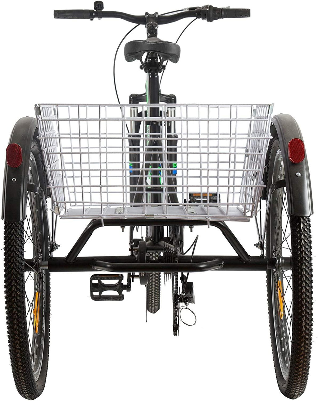 Mountain Tricycle for Adults, 3 Wheeled 7-Speed Mountain Tricycle 24 inch 26 inch Men's Women's Tricycles Cruiser Bike Featuring Disc Brakes, Cargo Basket