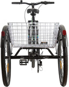 Mountain Tricycle for Adults, 3 Wheeled 7-Speed Mountain Tricycle 24 inch 26 inch Men's Women's Tricycles Cruiser Bike Featuring Disc Brakes, Cargo Basket
