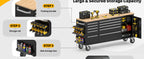 72" Rolling Tool Chest, Heavy-Duty Tool Box with Power Outlet, Tool Cabinet with 10 Drawers, Rubber Workbench with Key LocSystem Drawer Liners for GaraWarehouse Repair Shop
