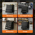 Rolling Tool Chest with Wheels, 5 Drawer Tool StoraCabinet, Portable Toolbox Organizer with Lock, Heavy Duty Tool Chest Cart for Garage, Mechanic, Workshop, Shop, Mobile Tool Organizer, Black