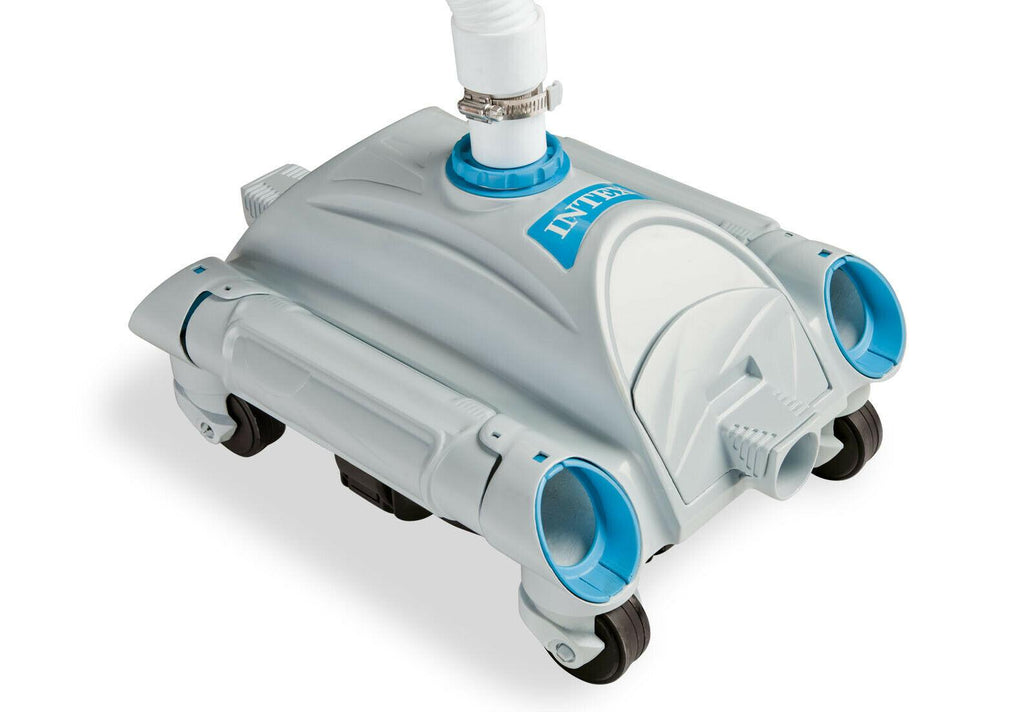 intex  automatic pool side vacuum cleaner w/ 24’ hose &amp; hydro tools pool skimmer