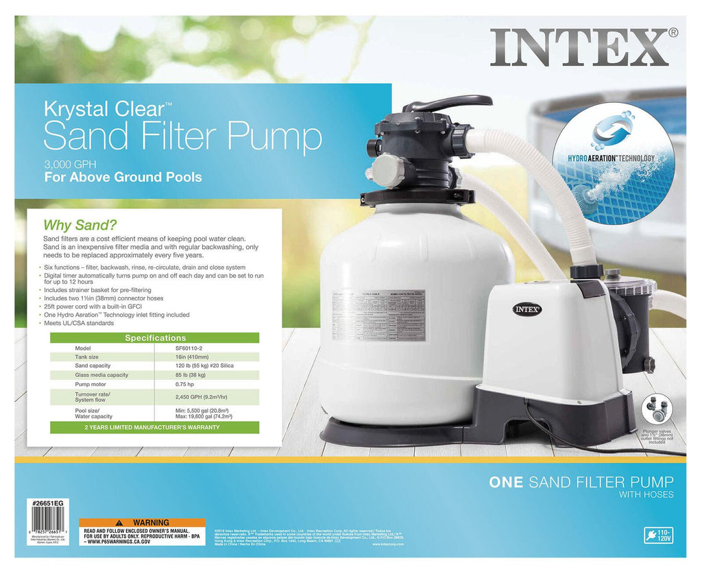 intex 3000 gph above ground pool sand filter pump with automatic timer(open box)