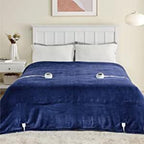 Fleece Electric Blanket Queen - Heated Blanket, 10 Heat Settings Heating Blanket with 10 Time Settings, 8hrs Timer Auto Shut Off, Dual Control (84×90 inches, Navy)