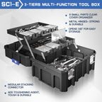 5 Tier Stackable Tool Box with Wheels,Rolling Tool Box with Drawers,Modular Tools Organizer,Portable Tool Box with Transparent Parts Box,LarCapacity Toolbox,for GaraStorage,Home and Repair Shop