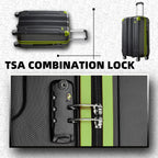 Luggage Suitcase, 7 PCS Luggage with Spinner Wheels ,28 inch Suitcase with TSA Lock, Large Hardside Luggage (Black/Green, 28")
