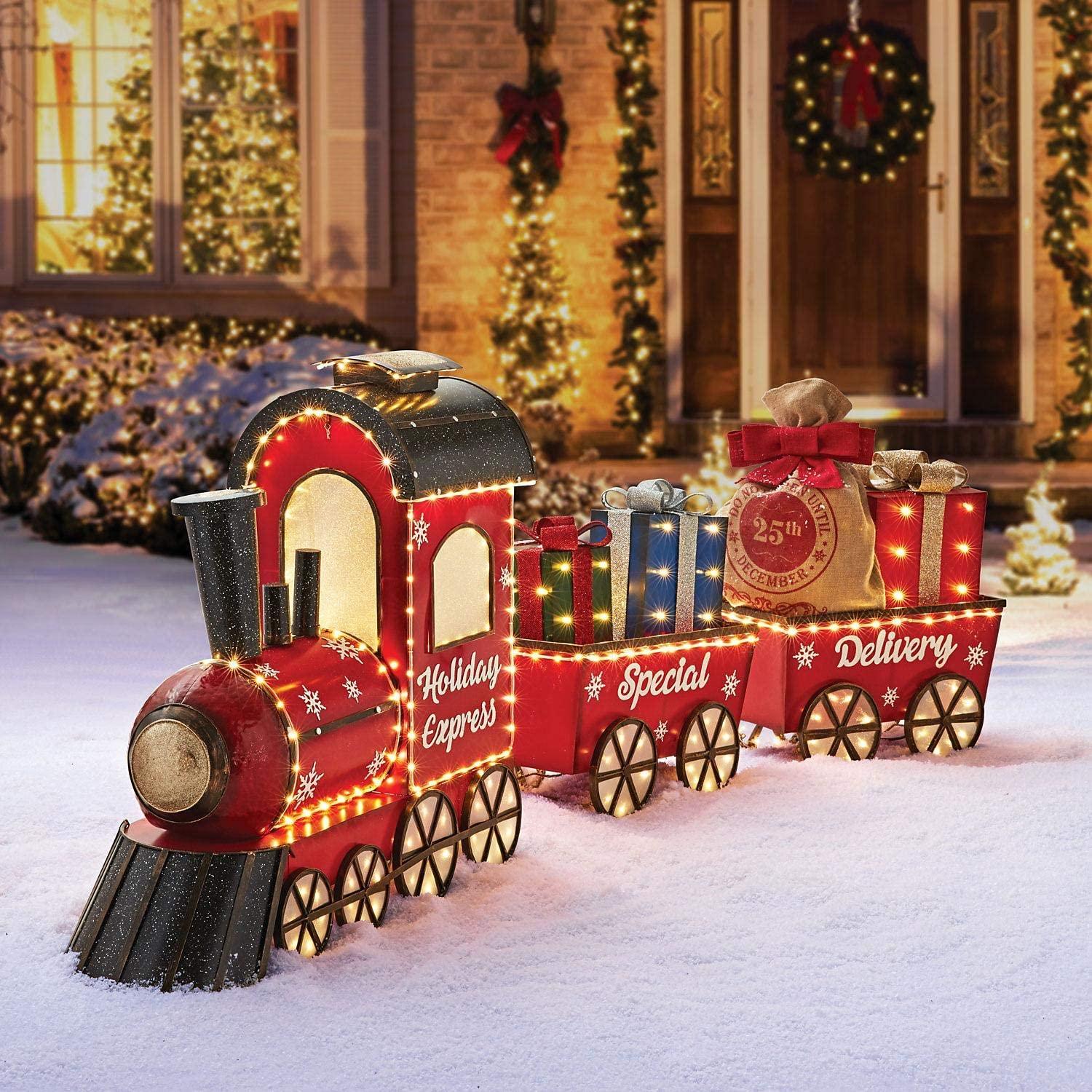 Pre-Lit LED  Christmas Holiday Express 80" Outdoor Train Set Yard Decor