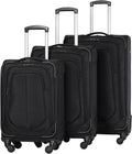Luggage Set Softshell Lightweight Suitcase with Spinner Wheels, 3 piece Set(20/24/28in) (All Black)