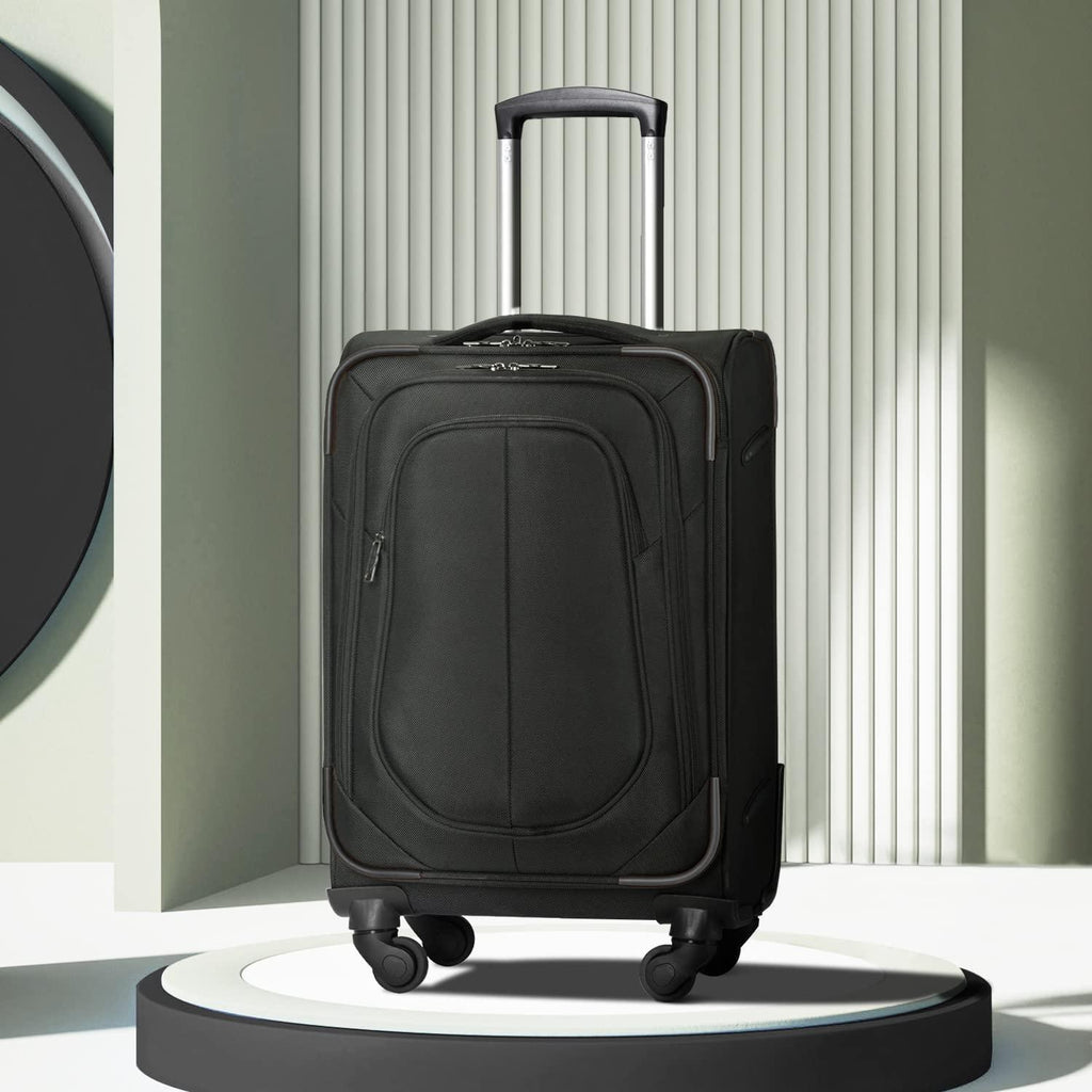 Luggage Set Softshell Lightweight Suitcase with Spinner Wheels, 3 piece Set(20/24/28in) (All Black)