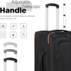 Luggage Set Softshell Lightweight Suitcase with Spinner Wheels, 3 piece Set(20/24/28in) (All Black)