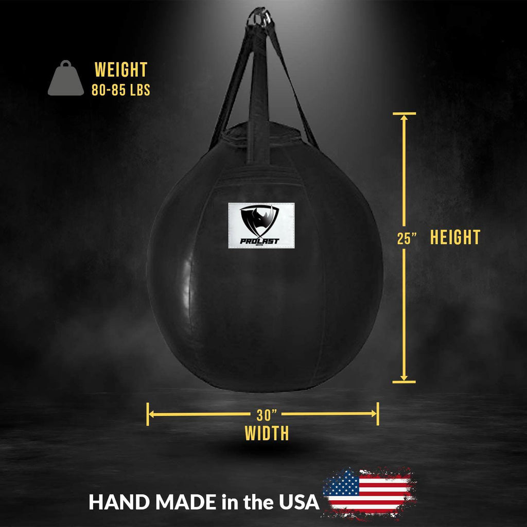 PROLAST Heavy Punching Bag WrecBall Body Snatcher Professional Boxing Training Muay Thai MMA Specialty - Filled (Black )