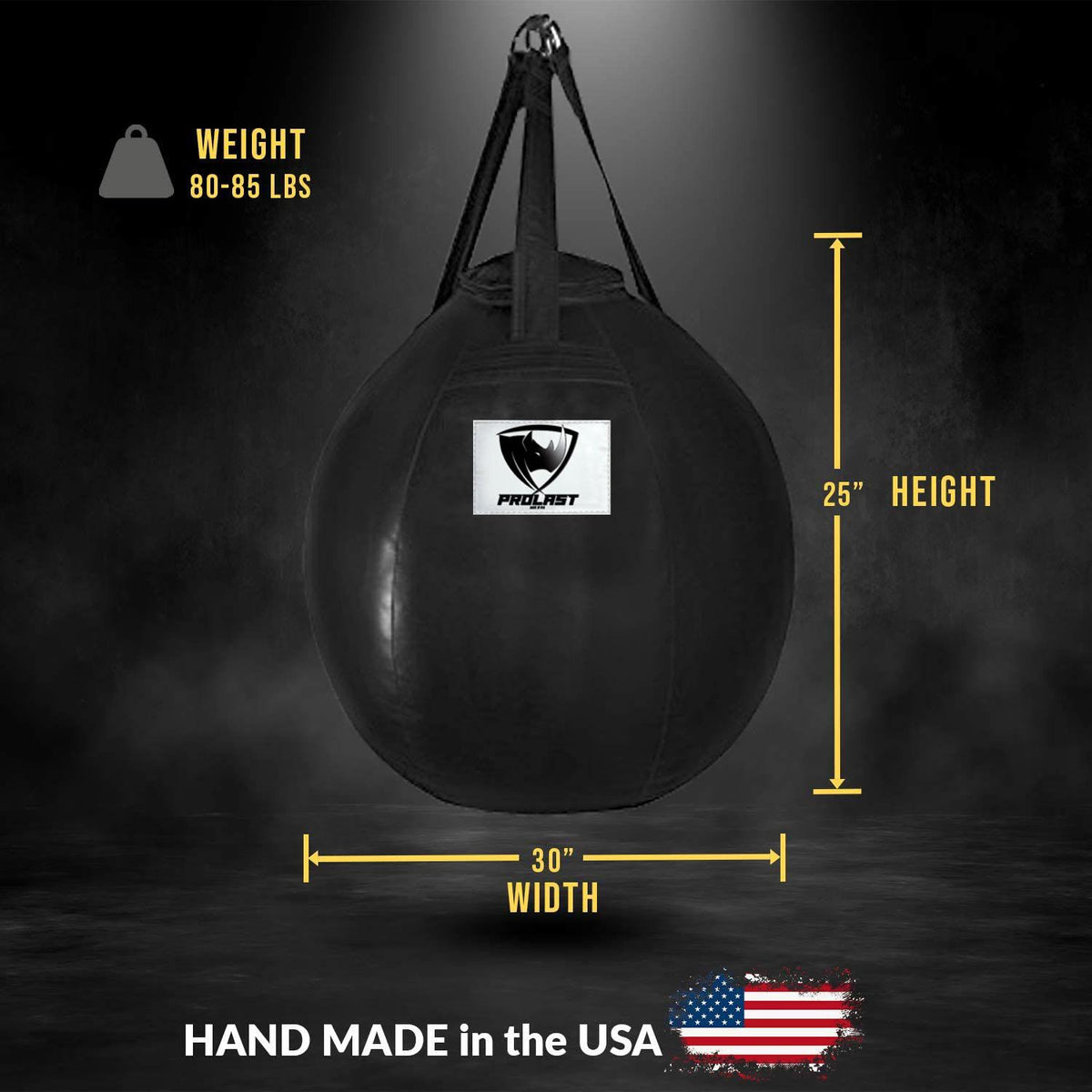 PROLAST Heavy Punching Bag WrecBall Body Snatcher Professional Boxing Training Muay Thai MMA Specialty - Filled (Black )
