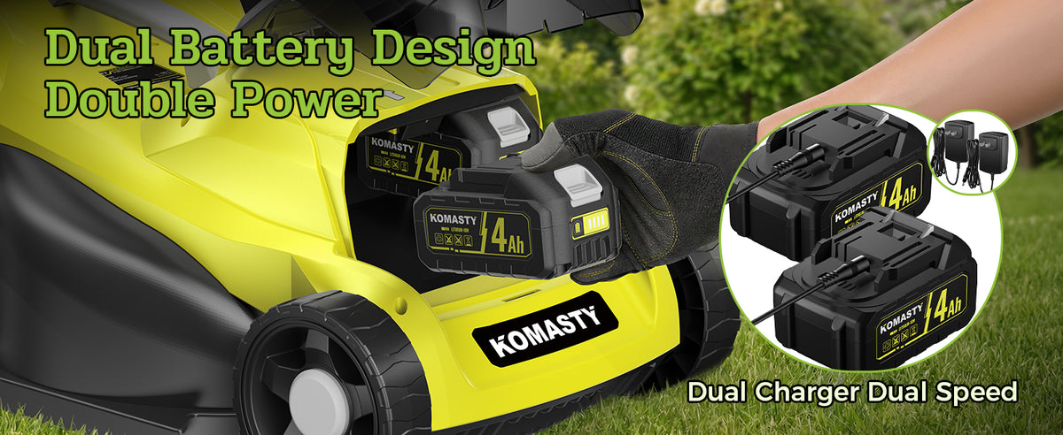 40V Electric Lawn Mower 16" Cordless Battery Powered Mower, 2 in 1 Mulching Lawnmower with 5-Position Height Adjustment 10.6 Gallon Bag, Small Push Lawn Trimmer, 2X4.0Ah Battery and 2 Chargers