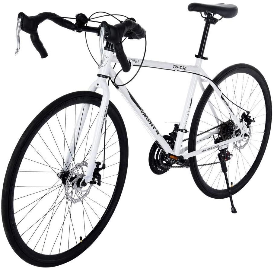 Ongmies 700C Wheels Road Bicycle, Begasso s Aluminum Alloy Frame, 21 Speed Disc Brakes Road Bike, for Men&amp;Women