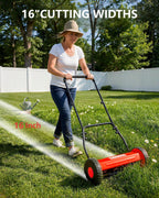 14-Inch Hand Push Reel Lawn Mower, 5-Blade Manual Push Lawnmower, 0.4-4" Adjustable Cutting Height, Lightweight for Small/Medium Yards, Easy Assembly, Compact &amp; Quiet, Red