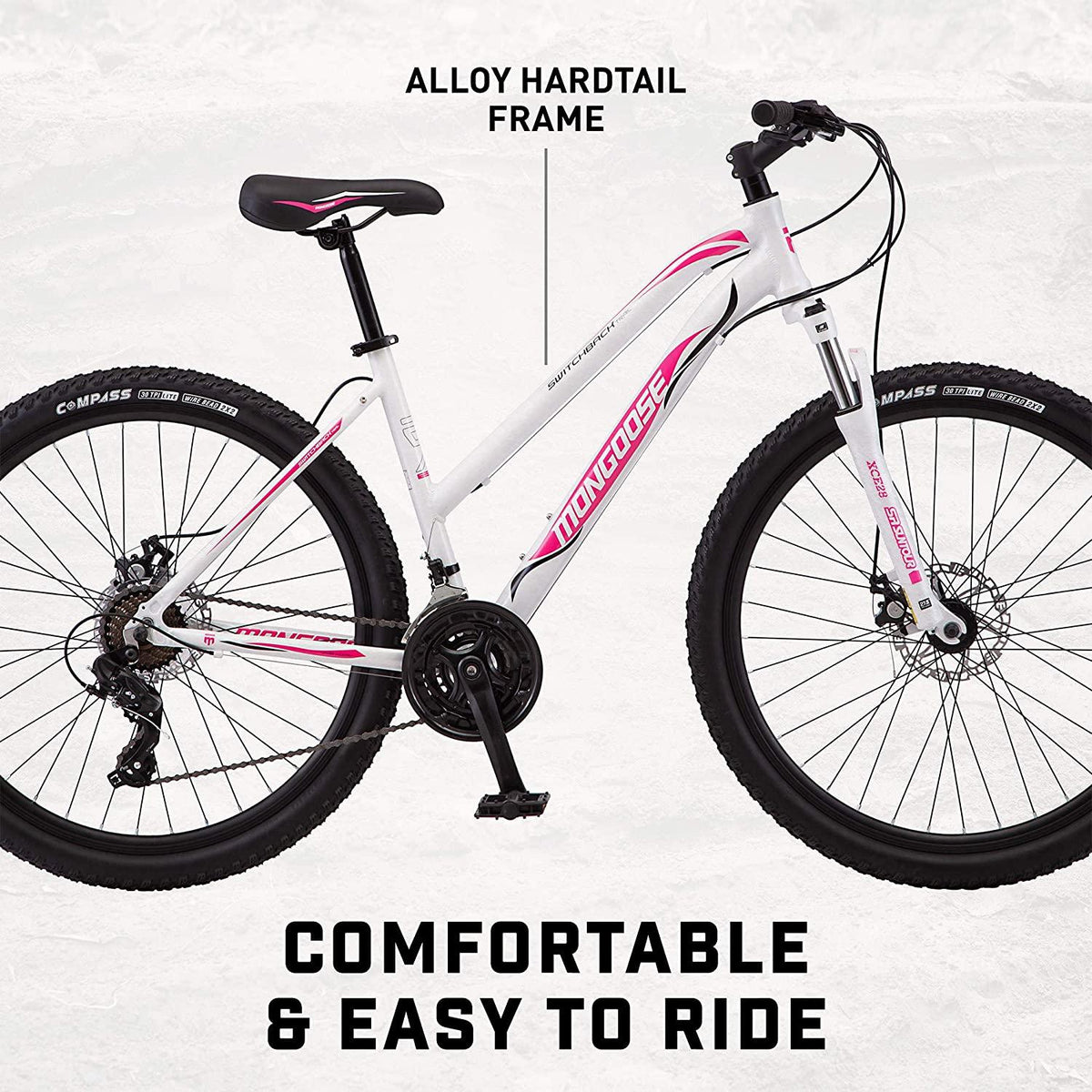 Mongoose Switchback Adult Mountain Bike, 8-21 Speeds, 27.5-Inch Wheels, Aluminum Frame, Disc Brakes, Multiple Colors