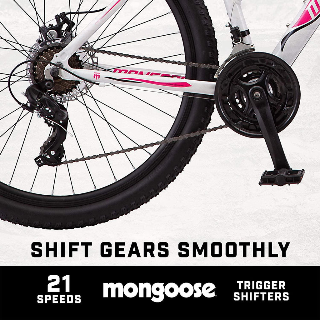 Mongoose Switchback Adult Mountain Bike, 8-21 Speeds, 27.5-Inch Wheels, Aluminum Frame, Disc Brakes, Multiple Colors