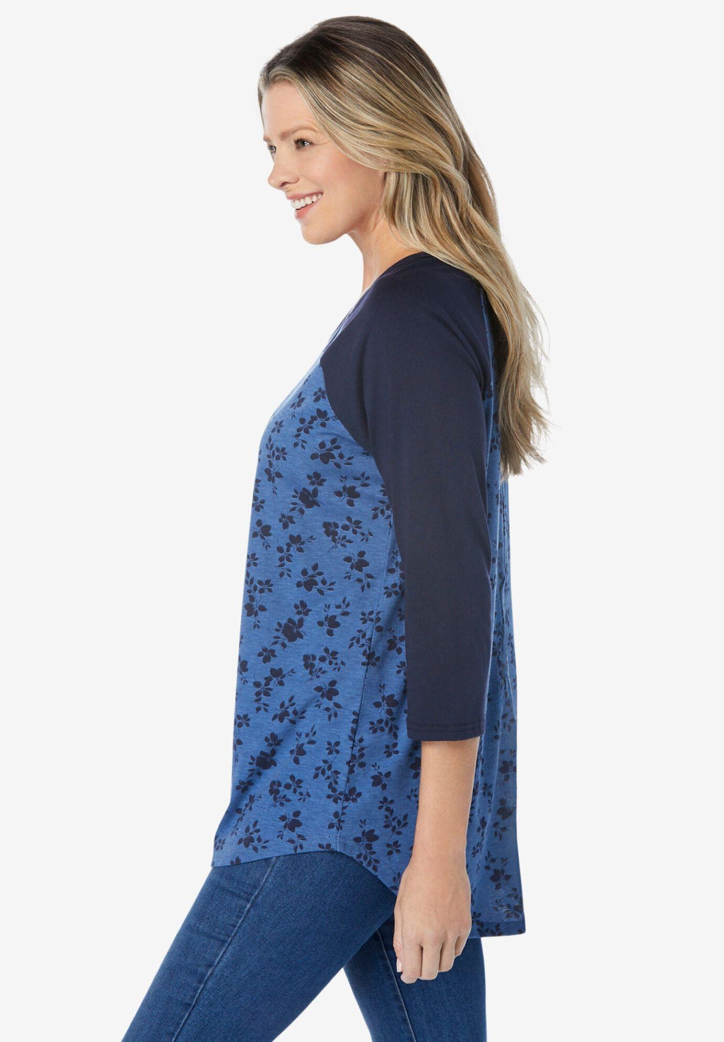 three-quarter sleeve baseball tee