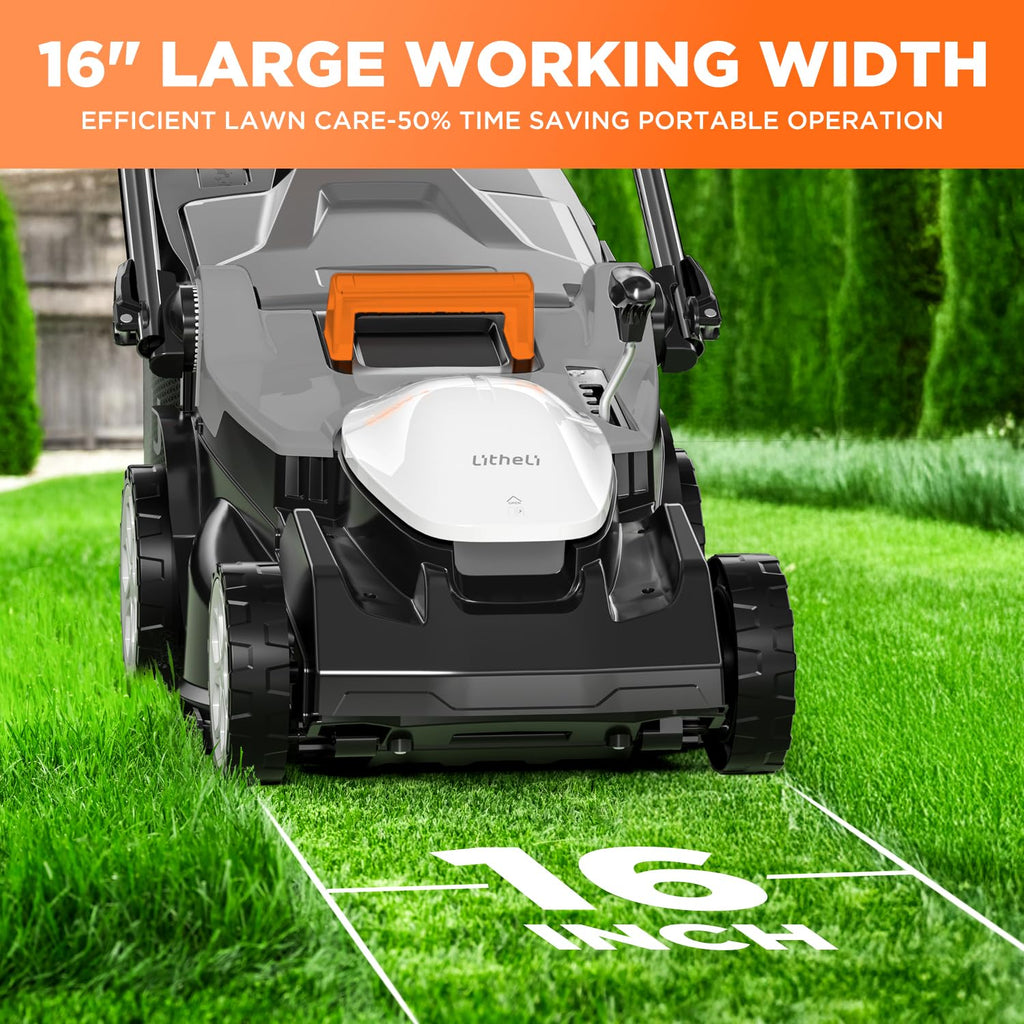 40V (2 x 20V) 16.6" Electric Lawn Mower Cordless, Walk Behind Lawn Mower with 6-Height Adjust, Portable &amp; Lightweight Push Battery Powered Lawn Mower (2 * 4.0AH Batteries Included)