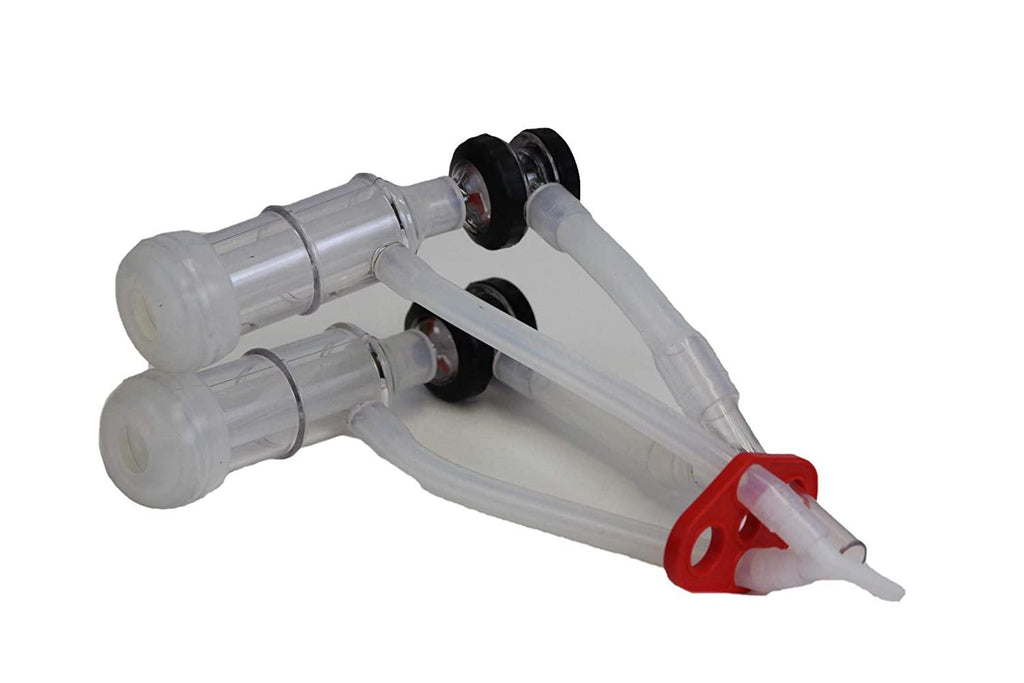 melasty, dwarf goat milking cluster group for milking machine with silicone liners, plastic shells, air hoses, automatic valves, blind stopper and 8 ft twin hose (milk and pulsator)